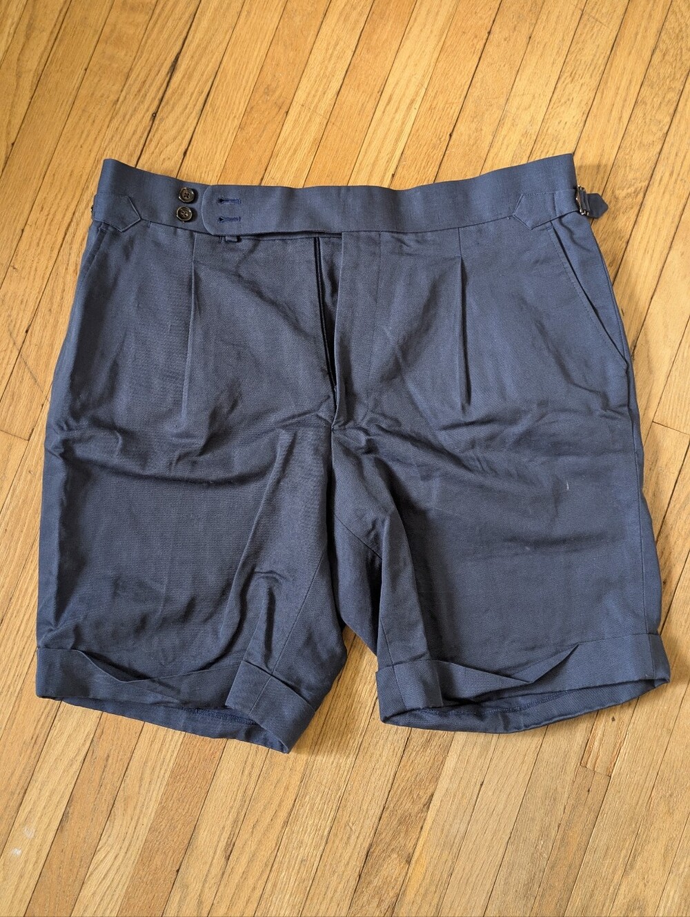 Spier And Makay Navy Pleated High-Waist Dress Shorts